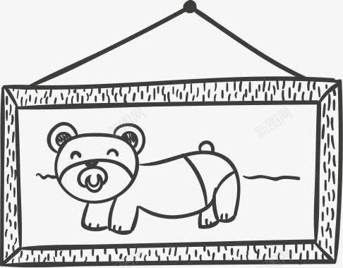 手绘画框边框熊png免抠素材_88icon https://88icon.com 画框 素材 边框