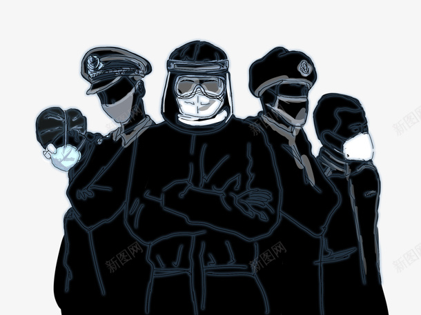黑暗中的逆行者们png免抠素材_88icon https://88icon.com 为民服务 医务 医生警察军官护士快递员 服务人员 疫情逆行者