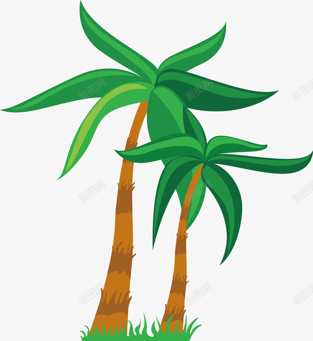 沙滩树手绘矢量图ai免抠素材_88icon https://88icon.com 大树 素材 绿色 装饰 矢量图