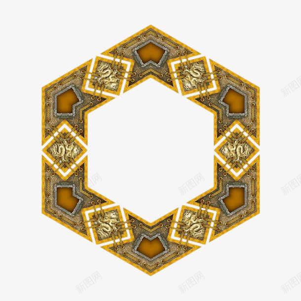 雕花六边形png免抠素材_88icon https://88icon.com 中式 六边形 雕花