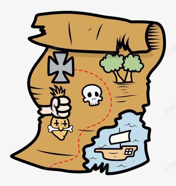 古代寻宝地图png免抠素材_88icon https://88icon.com 树木 棕色 河渡 稻草人