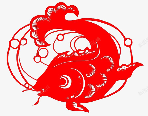 剪纸png免抠素材_88icon https://88icon.com 小鱼 红色 艺术