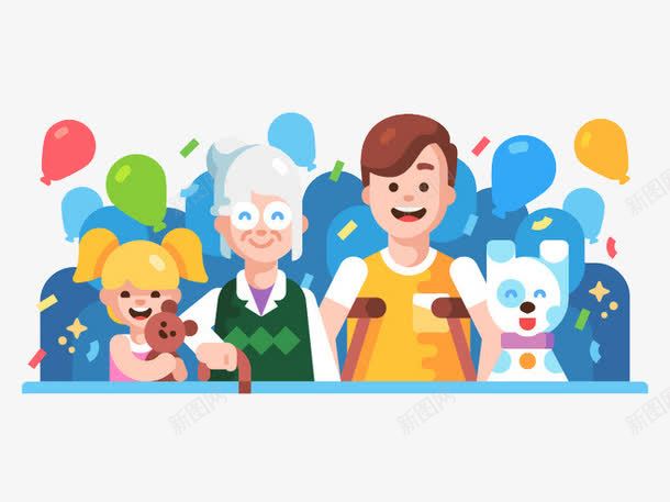 手绘一家人png免抠素材_88icon https://88icon.com 一家人 卡通人物 气球 活动元素