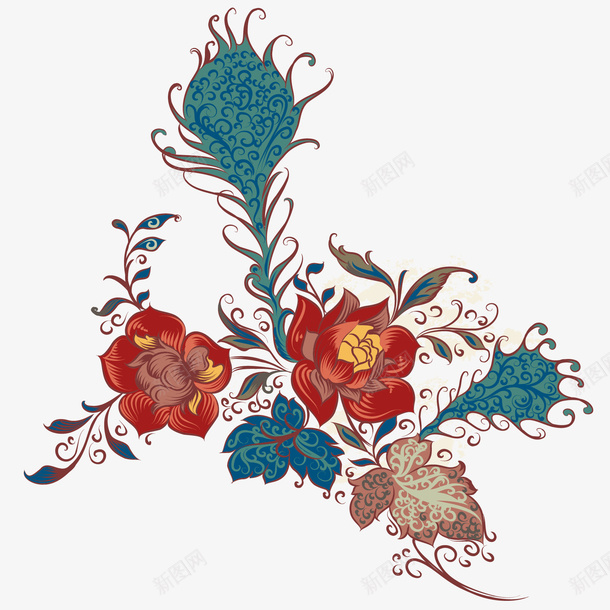 古典花朵矢量图ai免抠素材_88icon https://88icon.com 中国风 古典花朵 手绘 矢量图