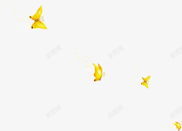 4只翩翩起舞的黄色蝴蝶png免抠素材_88icon https://88icon.com 翩翩起舞 蝴蝶 黄色