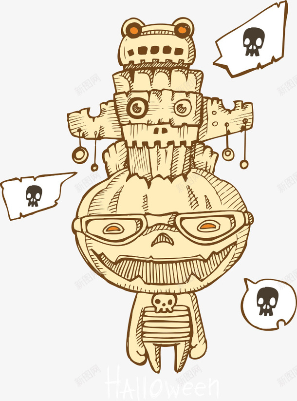 卡通万圣节矢量图eps免抠素材_88icon https://88icon.com 万圣节 万圣节快乐 卡通万圣节 怪物 矢量万圣节 节日素材 矢量图