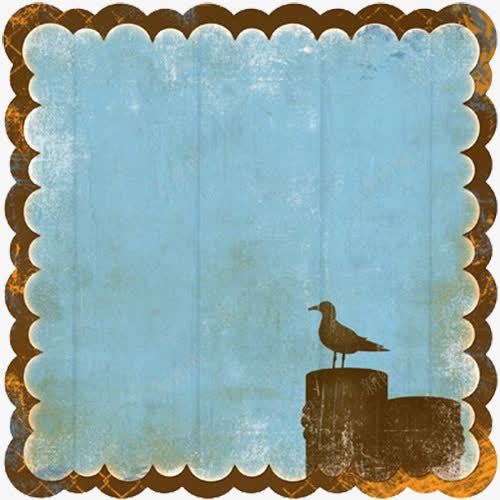 树桩上的鸟png免抠素材_88icon https://88icon.com 小鸟 树桩 花边 蓝色