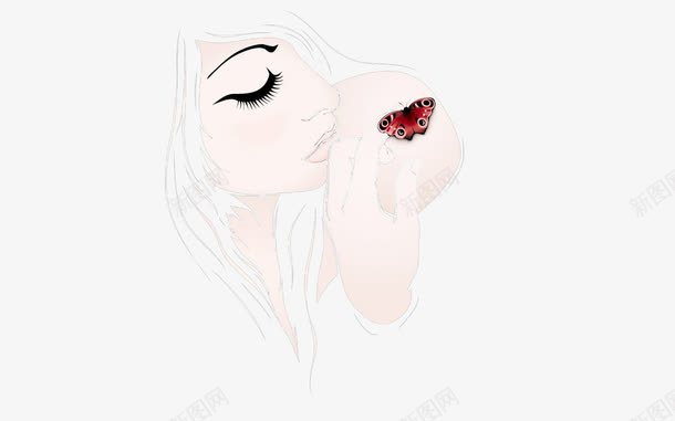 装饰图案png免抠素材_88icon https://88icon.com 美女蝴蝶轮廓