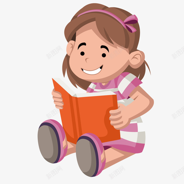 读书的女孩矢量图ai免抠素材_88icon https://88icon.com 女孩 学习 读书 矢量图