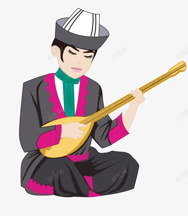 弹琴的哈尼族男生png免抠素材_88icon https://88icon.com 哈尼族 弹琴 男生 矢量素材