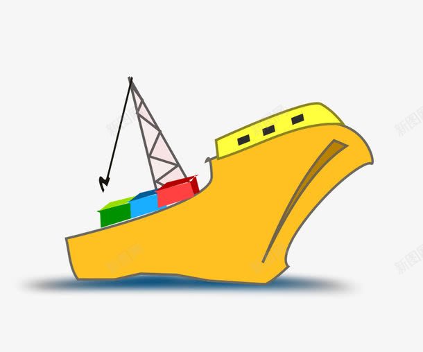 黄色的水中施工的卡通轮船png免抠素材_88icon https://88icon.com 卡通 施工 水中 轮船 黄色卡通