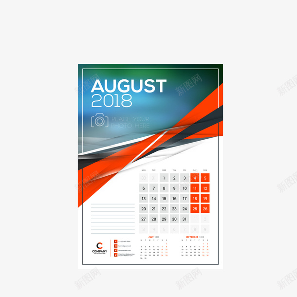 红白色2018年八月企业挂历矢量图ai免抠素材_88icon https://88icon.com 2018年 企业挂历 八月 挂历 白色 红色 矢量图