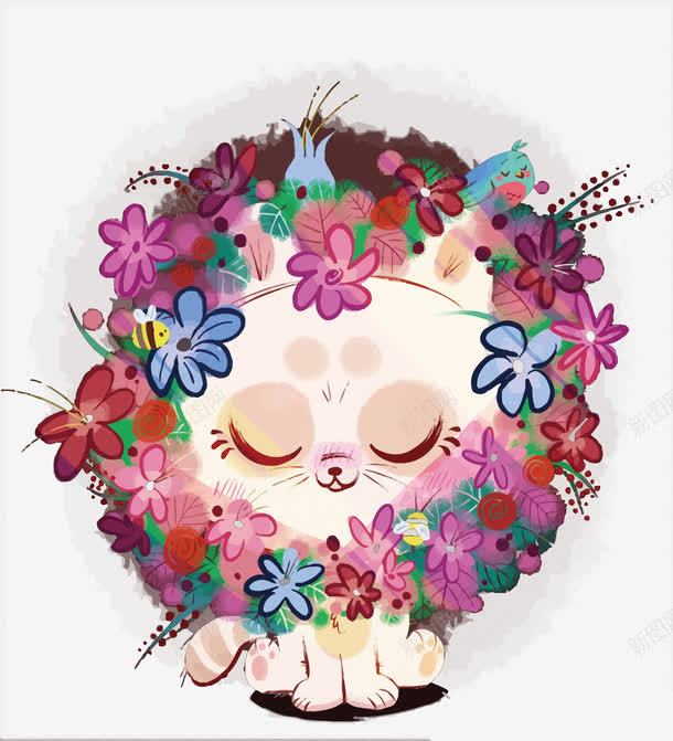 带花圈的猫矢量图eps免抠素材_88icon https://88icon.com PNG图片 PNG图片素材 PNG素材 PNG素材免费下载 手绘 猫 花圈 矢量图