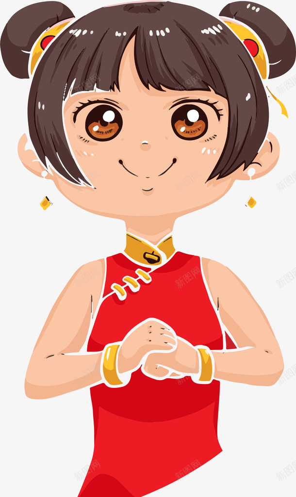 新年拜年的小女孩png免抠素材_88icon https://88icon.com 中国风 呆萌小女孩 开心 拜年的小女孩 新年小女孩 红色衣服