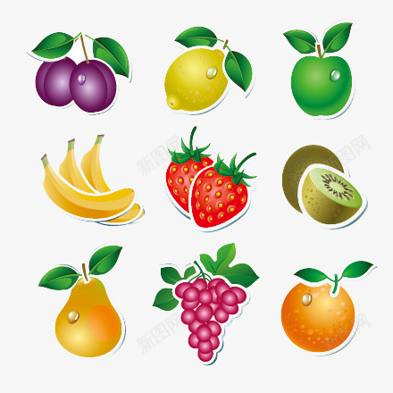 手绘卡通水果集合psd免抠素材_88icon https://88icon.com 水果