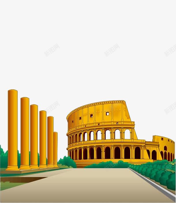 罗马斗兽场png免抠素材_88icon https://88icon.com 卡通 罗马斗兽场 黄色建筑