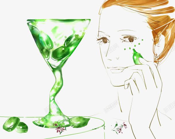 芦荟补水美女png免抠素材_88icon https://88icon.com 绿色 美女 芦荟 补水 补水美女