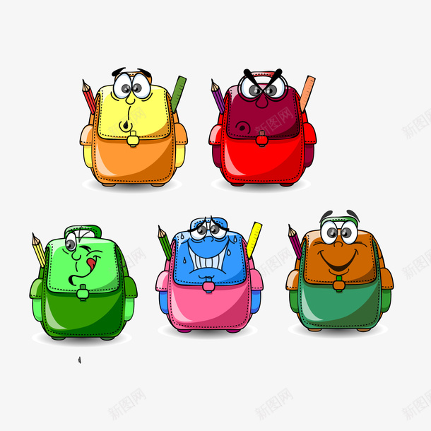 卡通动物背包矢量图ai免抠素材_88icon https://88icon.com 动物 卡通 背包 矢量图