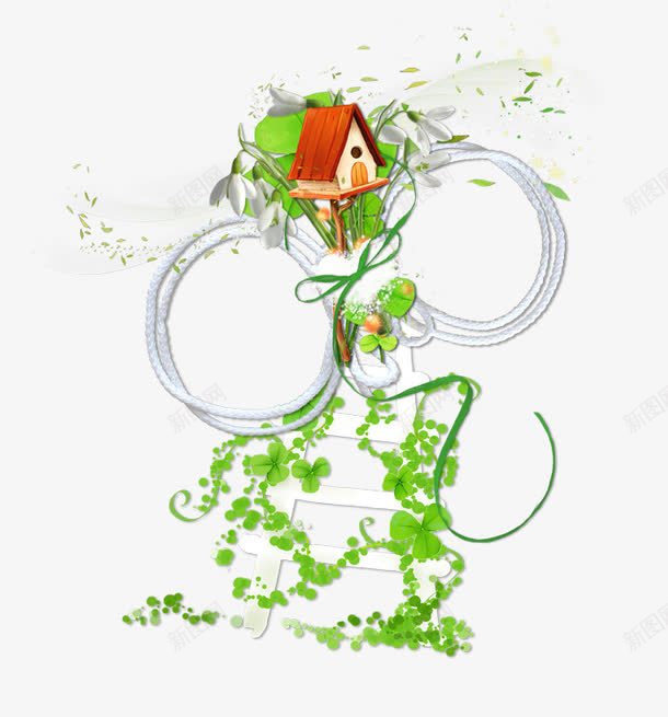 卡通空中小屋png免抠素材_88icon https://88icon.com 小屋 藤条 边框