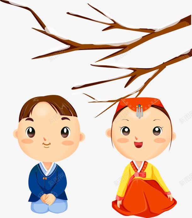 树枝下的卡通人物png免抠素材_88icon https://88icon.com 人物插画 卡通人物 树枝 矢量人物