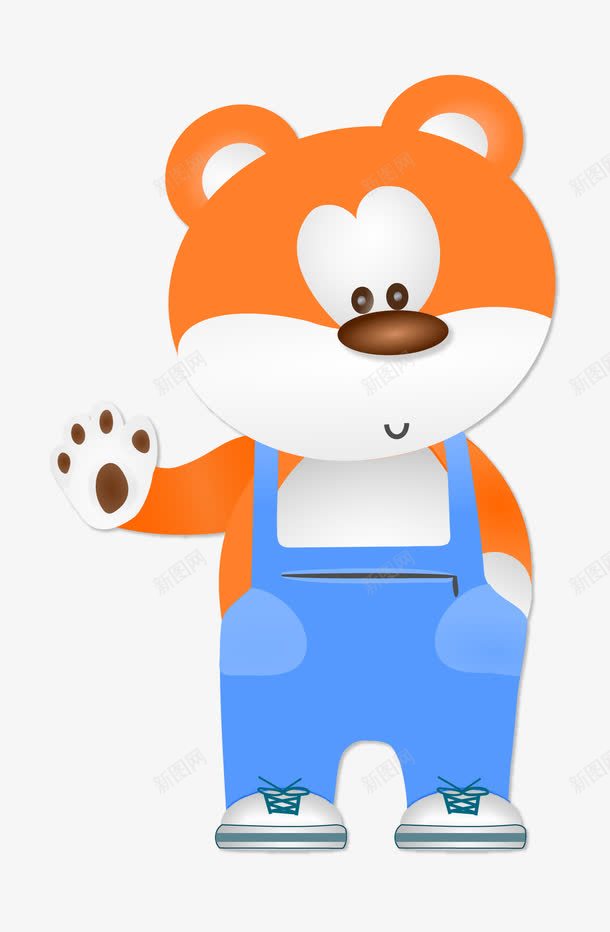 挥手的卡通熊png免抠素材_88icon https://88icon.com 卡通 挥手 熊 穿背带裤