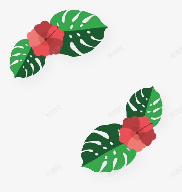 绿色芭蕉树叶标题框png免抠素材_88icon https://88icon.com 夏日标题框 夏日海报 矢量png 红色花朵 绿色芭蕉叶 芭蕉叶