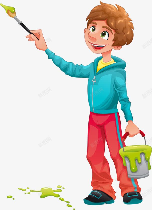 卡通男孩提着油漆桶绘画png免抠素材_88icon https://88icon.com 卡通 油漆桶 男孩 绘画