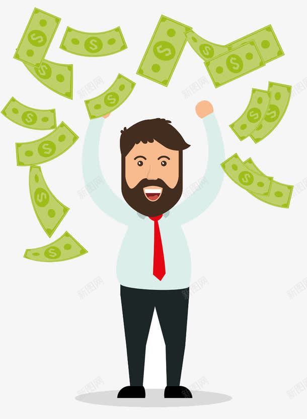 钞票与卡通人物png免抠素材_88icon https://88icon.com 卡通人物 绿色 钞票 飞舞的钞票