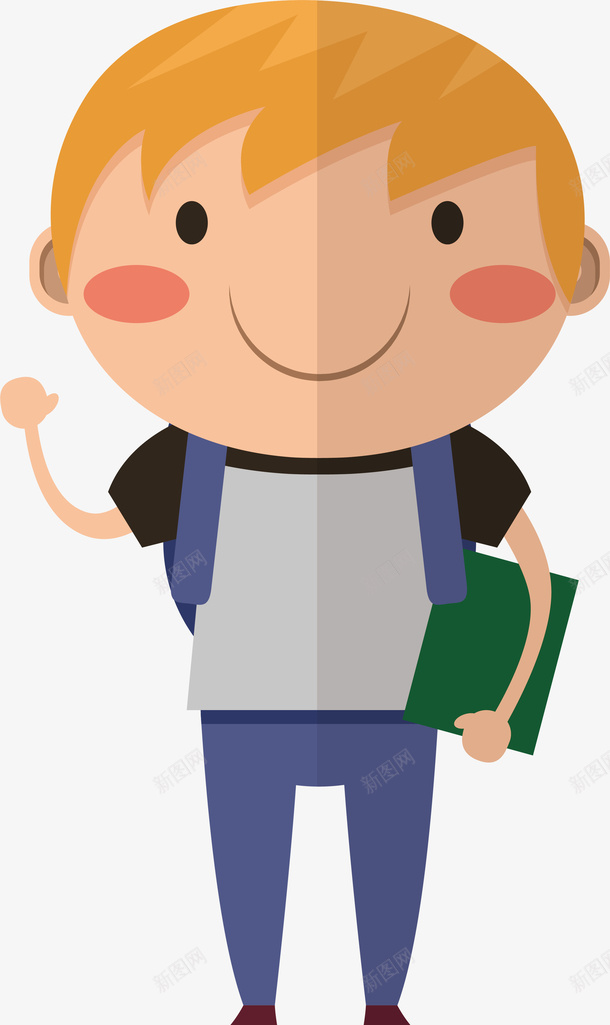 卡通微笑的上学男孩矢量图ai免抠素材_88icon https://88icon.com 上学 人物 人物设计 卡通微笑 学习 男孩 矢量图