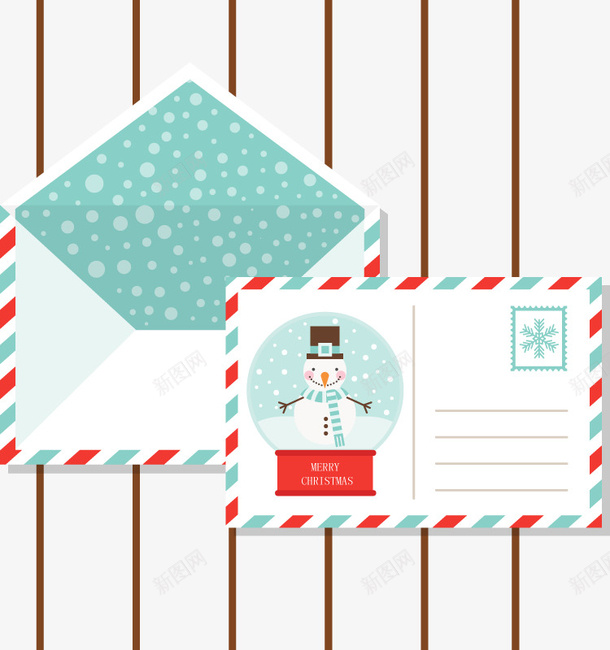 雪人明信片和信封矢量图ai免抠素材_88icon https://88icon.com 信封矢量 明信片 矢量素材 雪人 矢量图