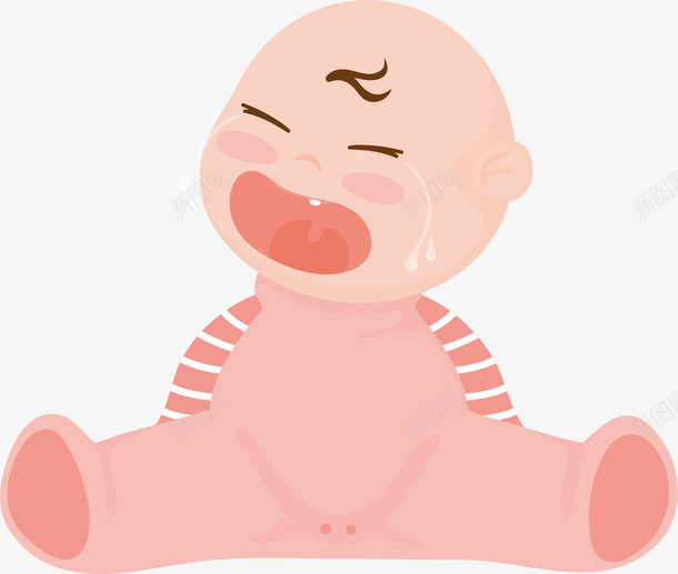 哭泣婴儿png免抠素材_88icon https://88icon.com 卡通可爱 可爱 哭泣 扁平化 矢量图案 粉色衣服
