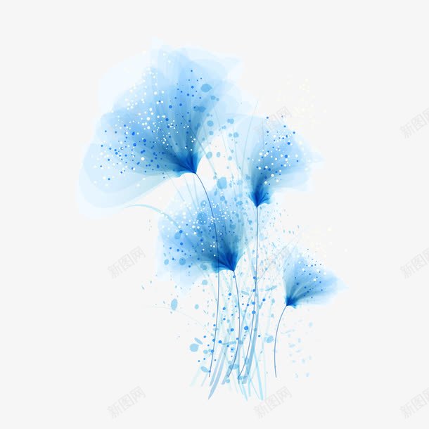 蓝色抽象梦幻花png免抠素材_88icon https://88icon.com 抽象 梦幻 花 蓝色