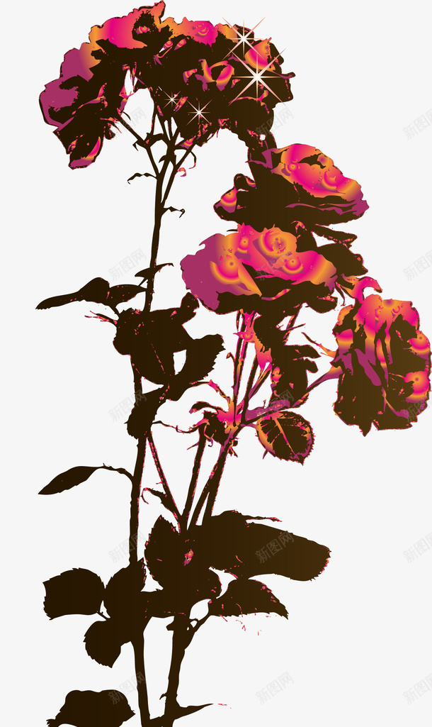 手绘黑红花朵矢量图ai免抠素材_88icon https://88icon.com 手绘 花朵 黑红 矢量图