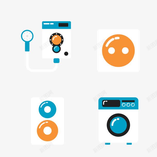 扁平家用电器png免抠素材_88icon https://88icon.com 全自动洗衣机 扁平 热水器