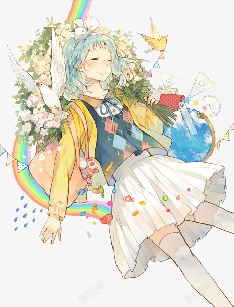 卡通手绘梦幻小女孩png免抠素材_88icon https://88icon.com 卡通 卡通插画 小女孩 手绘 梦幻