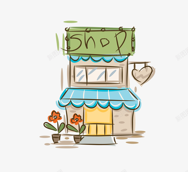 手绘小店矢量图eps免抠素材_88icon https://88icon.com 商店 小店 手绘素材 矢量素材 矢量图