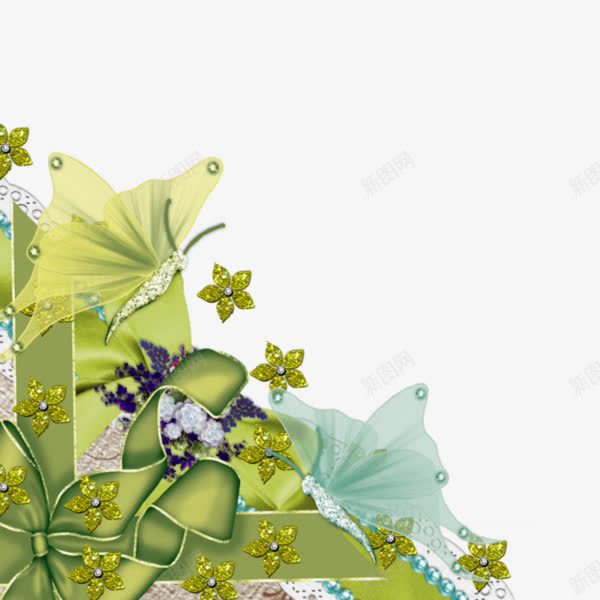 绿色蝴蝶结绿色丝带png免抠素材_88icon https://88icon.com 绿色 绿色蝴蝶 绿色蝴蝶结 绿色装饰边框图案
