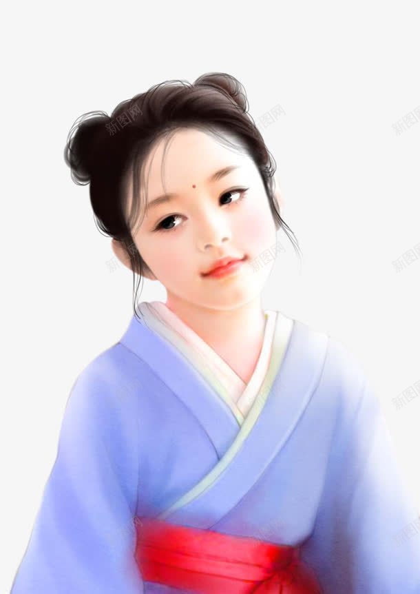 蓝衣可爱小女孩png免抠素材_88icon https://88icon.com 可爱 女孩