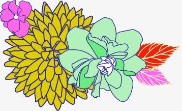 手绘黄绿粉花朵红粉树叶png免抠素材_88icon https://88icon.com 手绘 树叶 粉花 红粉 黄绿
