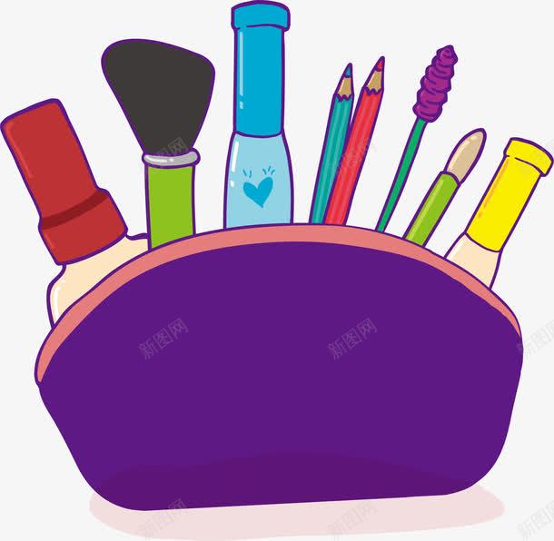 手绘紫色化妆包化妆用品图案png免抠素材_88icon https://88icon.com 化妆包 化妆用品 图案 手绘 紫色