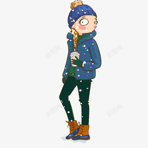 手绘冬季女孩png免抠素材_88icon https://88icon.com 卡通人物素材 手绘 手绘人物 手绘女孩素材