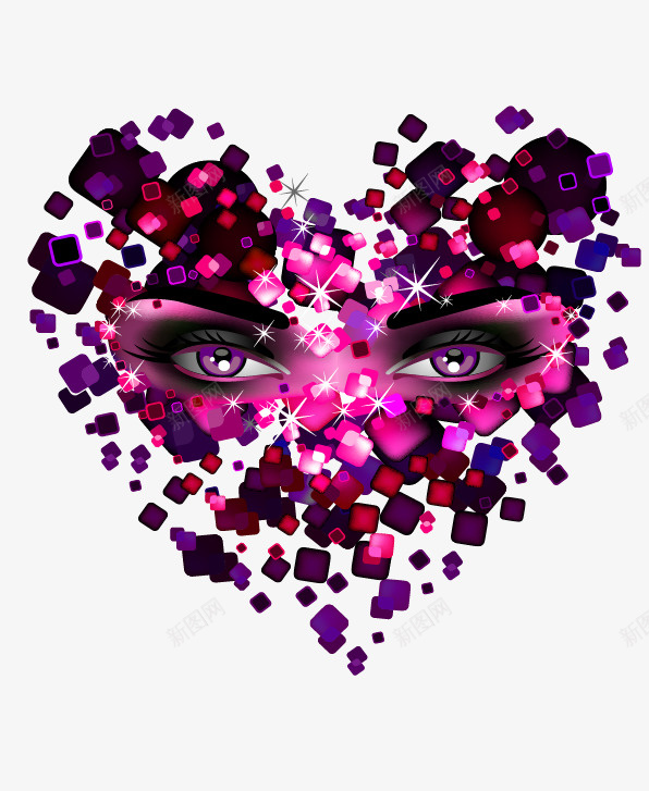 彩色心形女人眼矢量图ai免抠素材_88icon https://88icon.com 女人 心形 眼睛 矢量图