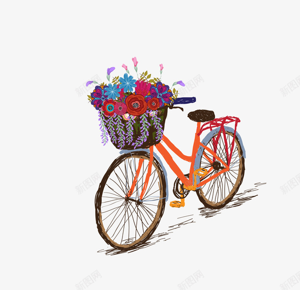卡通田园风自行车矢量图eps免抠素材_88icon https://88icon.com 卡通自行车 田园风自行车 矢量自行车 自行车素材 矢量图