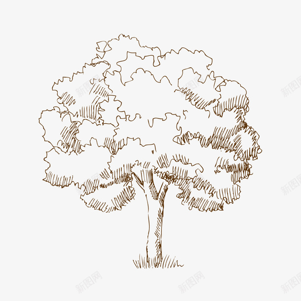 手绘矢量图ai免抠素材_88icon https://88icon.com 手绘 树 线条 矢量图