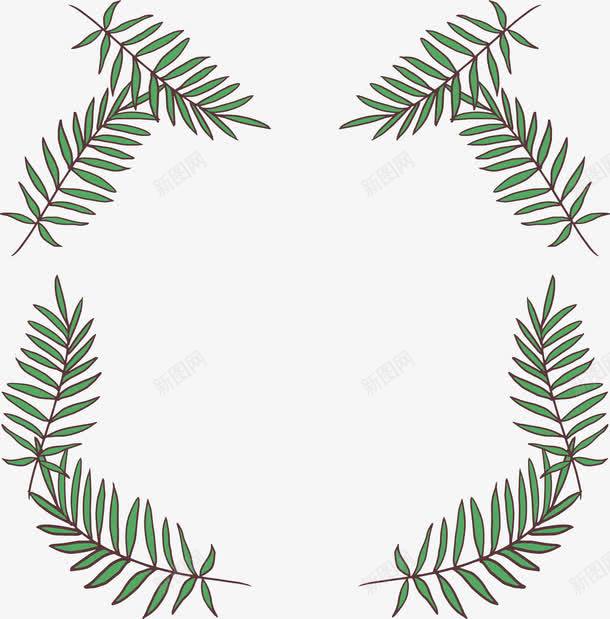 针叶树叶装饰框png免抠素材_88icon https://88icon.com 夏日树叶 夏日边框 手绘树叶 树叶边框 矢量png 针叶