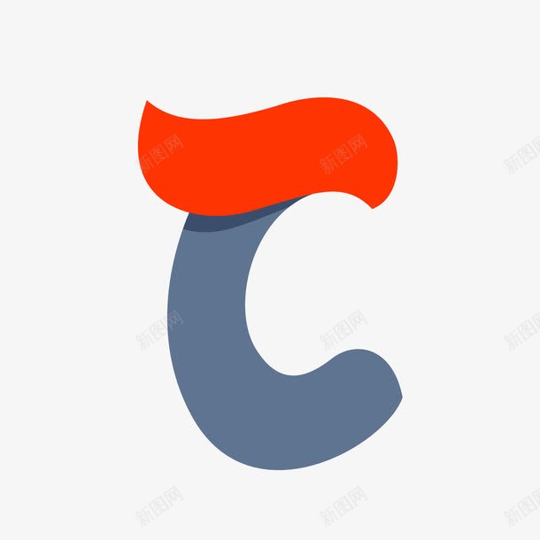 卡通手绘英文字母Cpng免抠素材_88icon https://88icon.com 创意 卡通手绘 灰色 简约 红色 英文字母C