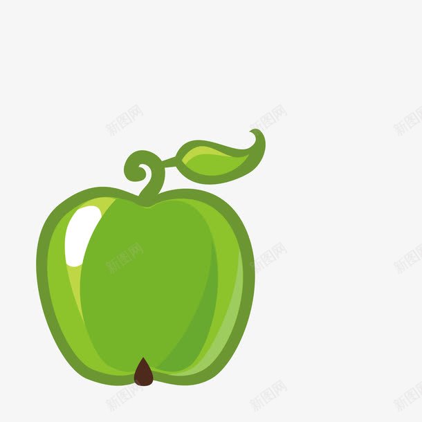 绿色卡通苹果效果png免抠素材_88icon https://88icon.com 卡通苹果 手绘苹果 水果 绿色 绿色苹果 苹果 食物