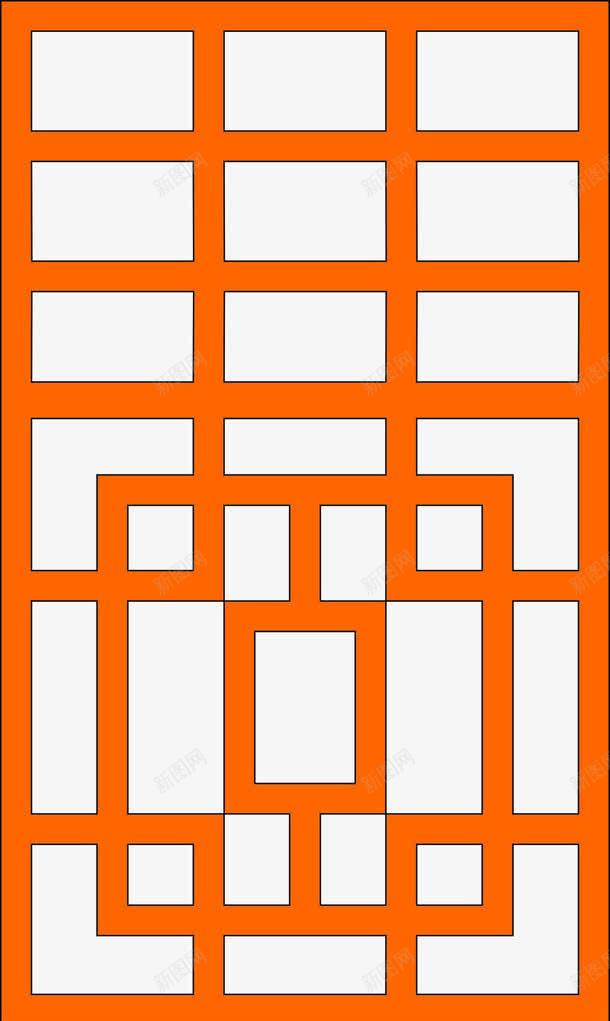 橙色简约图案剪纸花纹png免抠素材_88icon https://88icon.com 复古 方格 橙色 花纹