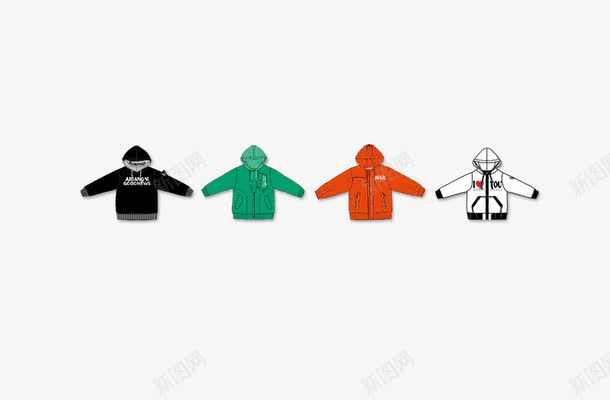 卡通外套png免抠素材_88icon https://88icon.com 卡通衣服 外套 布 橙色 白色 绿色 黑色