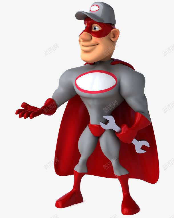 卡通超人png免抠素材_88icon https://88icon.com 帽子 扳手 披风 眼罩 红内裤